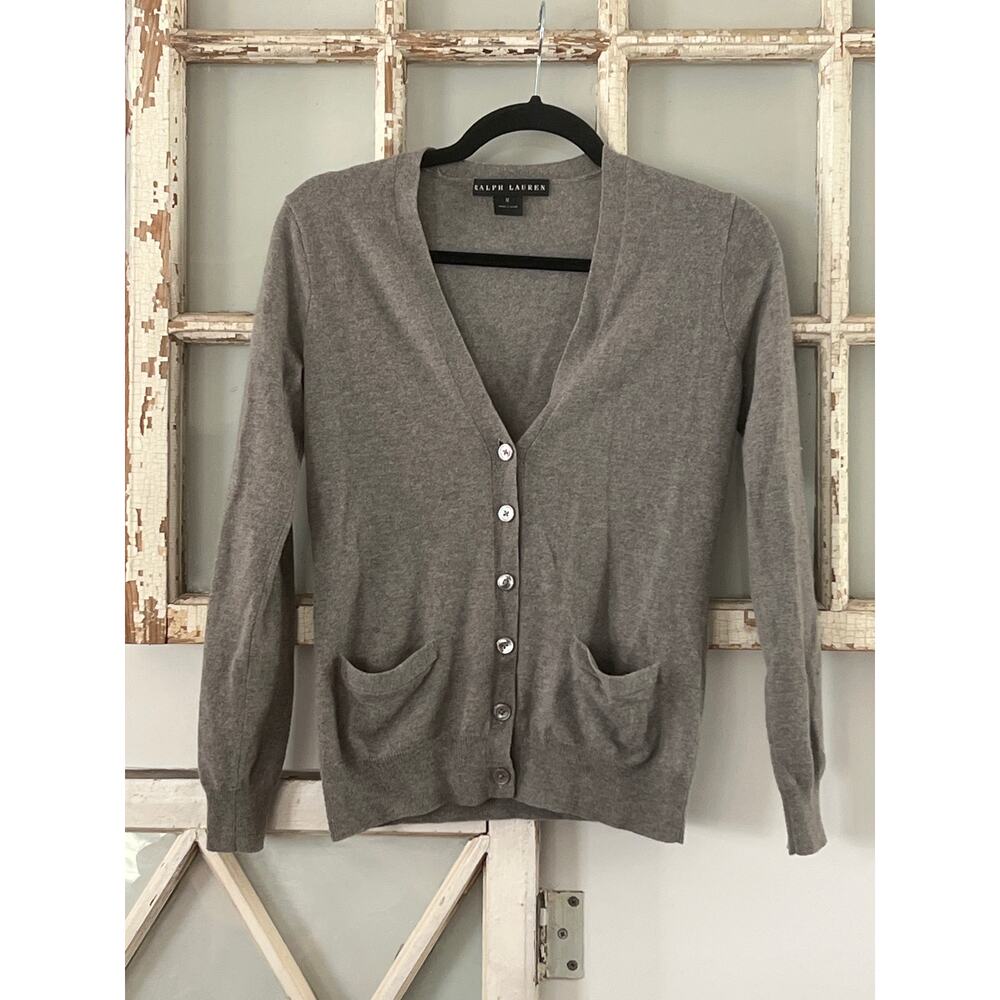 Ralph Lauren black label size medium gray cashmere cardigan sweater